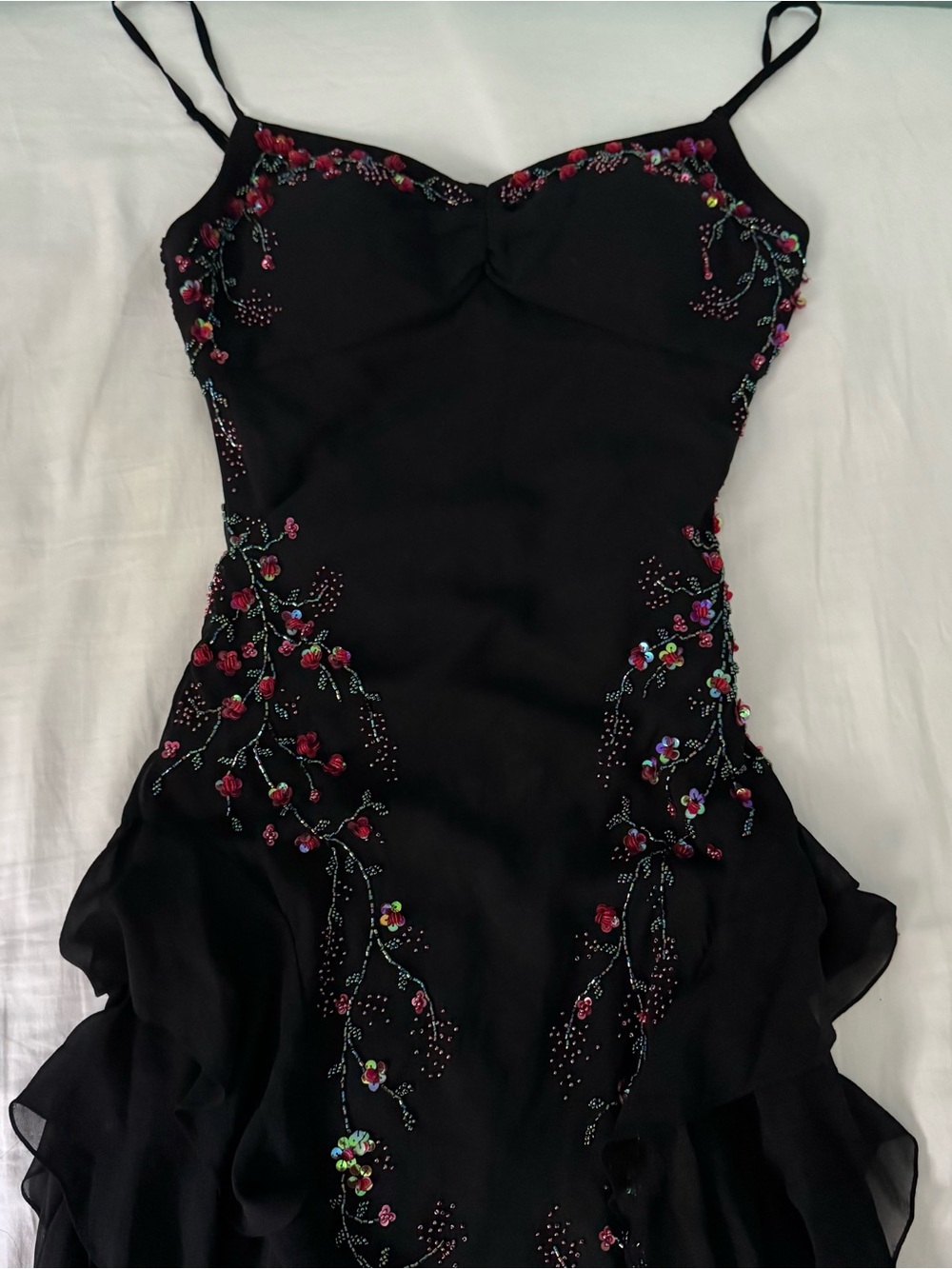 Black Floral Embroidered Slip Dress
